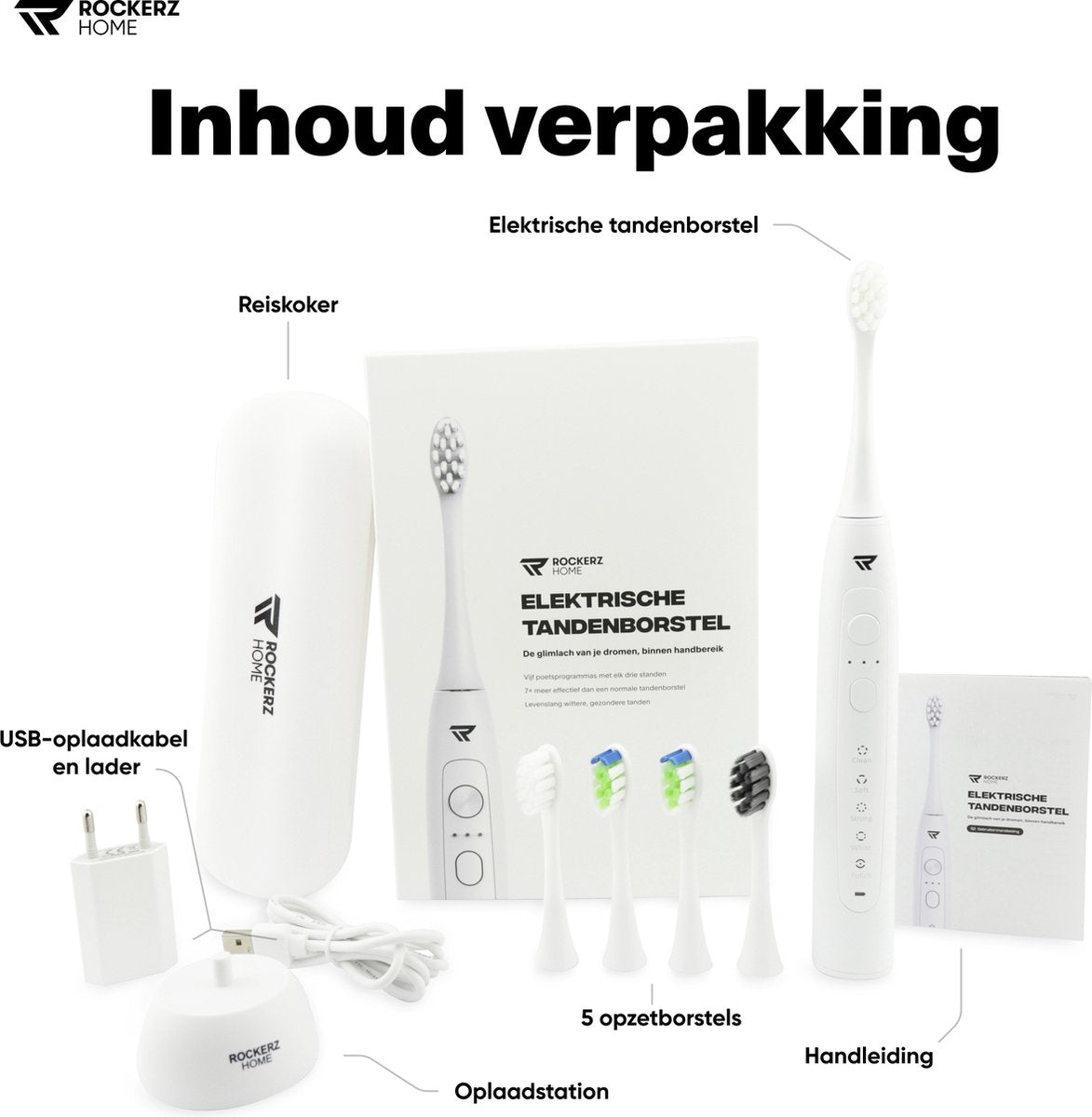 Rockerz Elektrische Tandenborstel - Wit