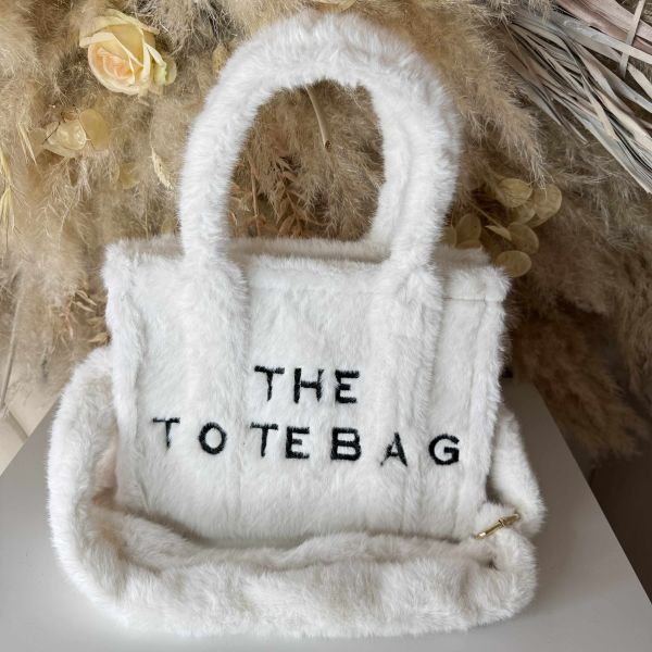 FAKE FUR TOTE BAG NATUUR WIT