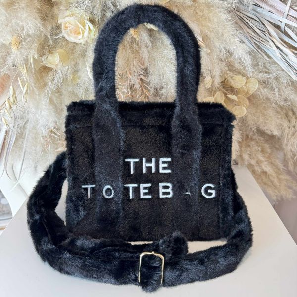 FAKE FUR TOTE BAG ZWART - Zacht en ruim