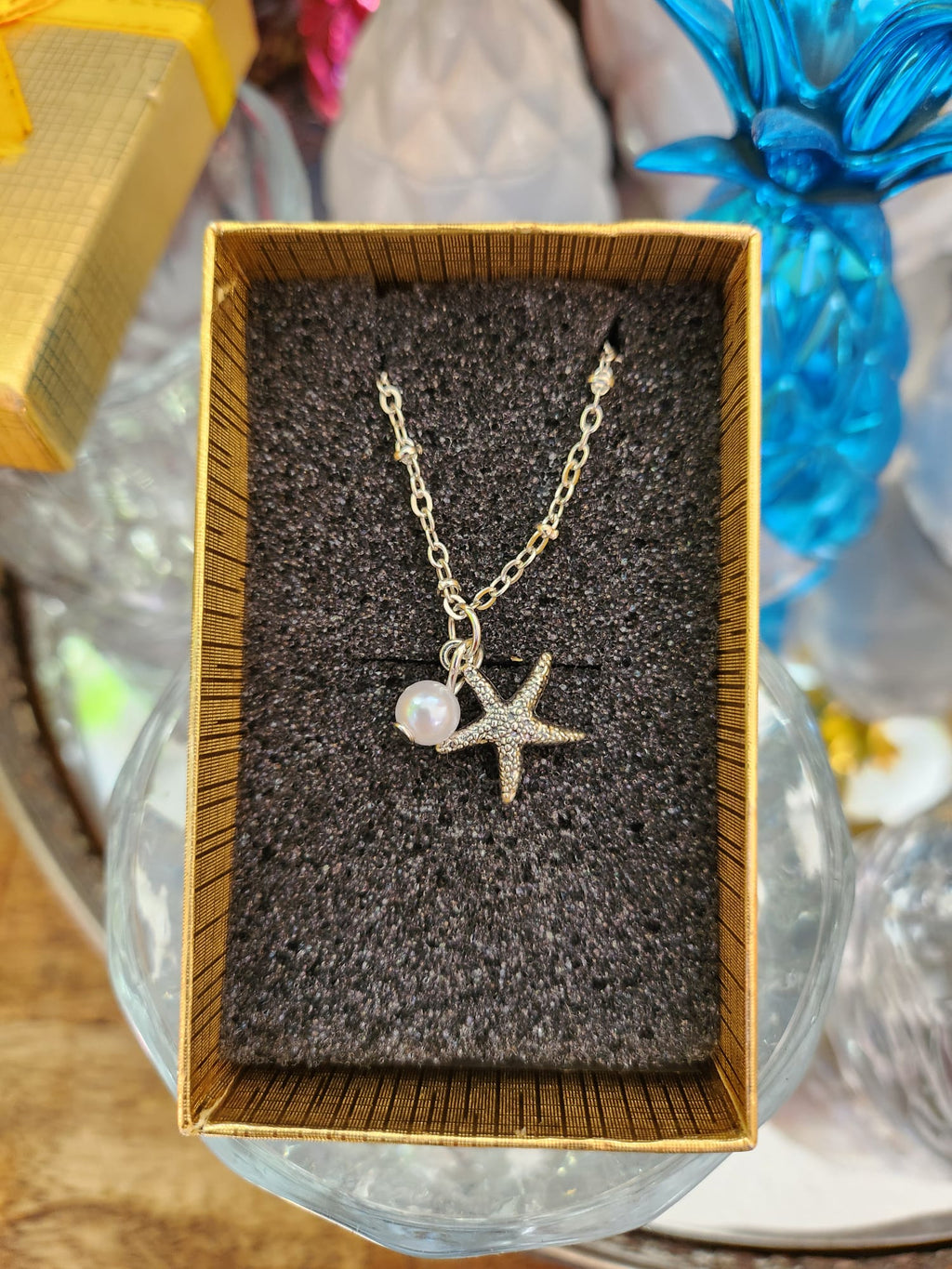 RVS zilverkleurig ketting met Zeester en Parel