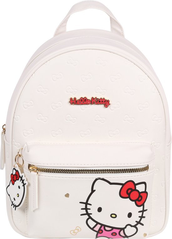 Hello Kitty Witte leren rugzak met sleutelhanger,