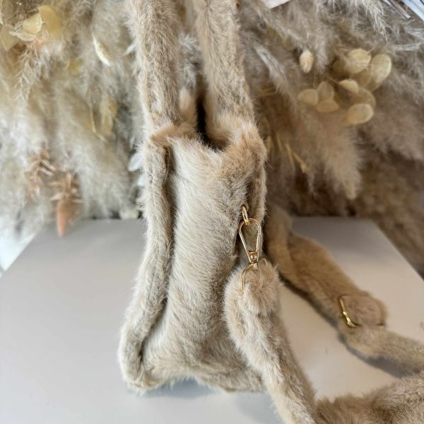 FAKE FUR TOTE BAG APRICOT