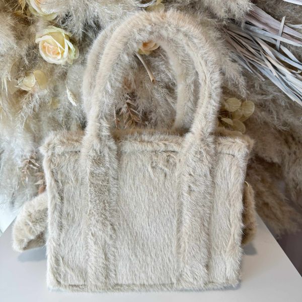 FAKE FUR TOTE BAG APRICOT