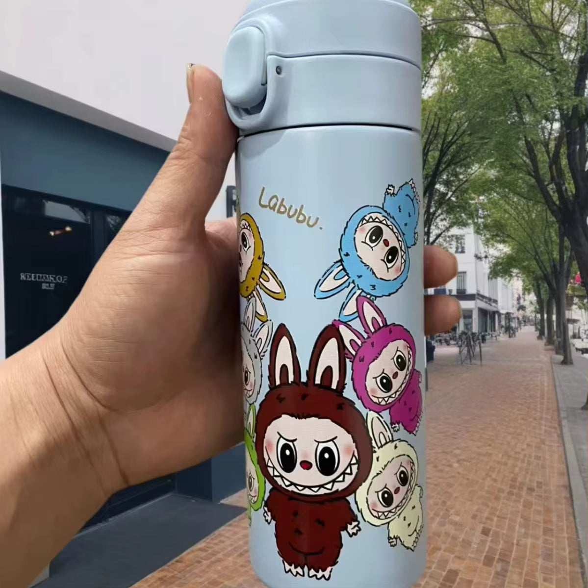 60 Punten.... LABUBU 420ML roestvrijstalen waterfles met rietje