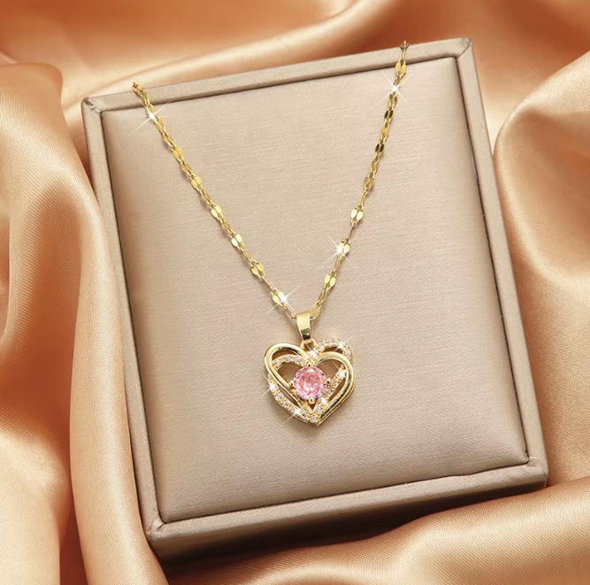 Hartjes RVS goudkleurige ketting