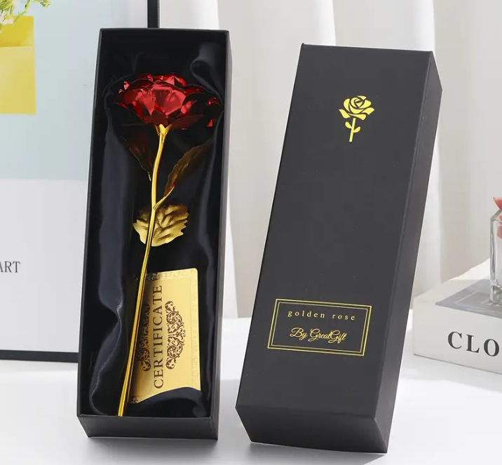 Elegante gouden folie roos cadeau doos set