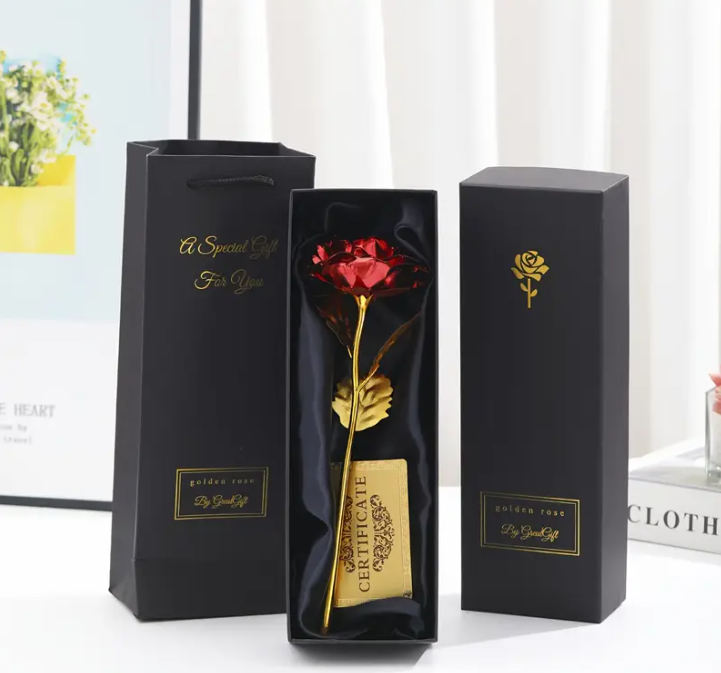 Elegante gouden folie roos cadeau doos set