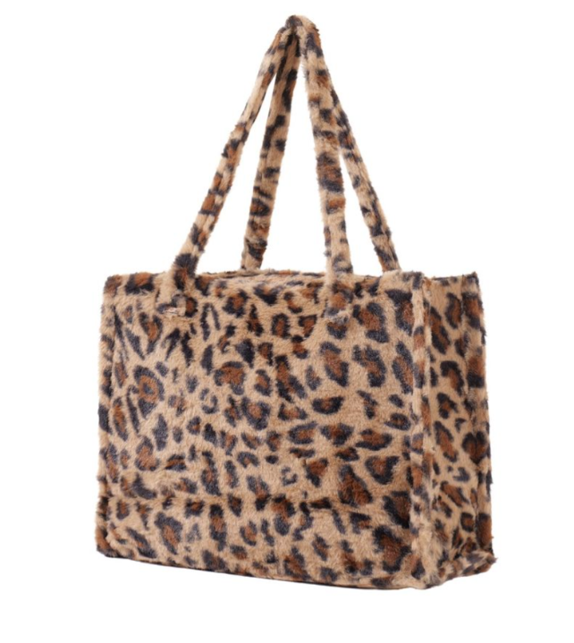 A-Zachte imitatiebonten shopper 36x29x13,5cm Panter