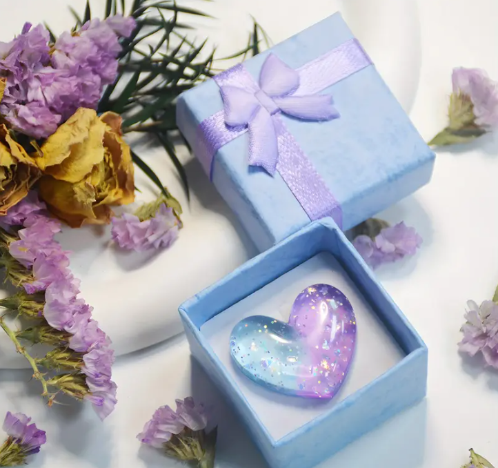 10 Punten.... Lila met Paars geluks liefdes hartje