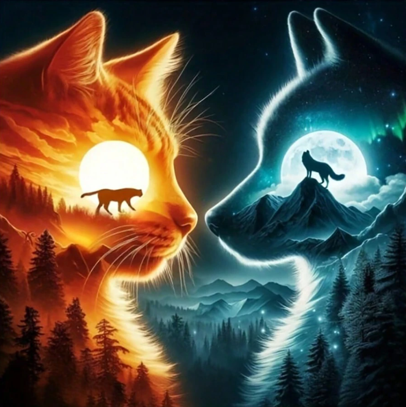 33 Punten.... Diamond Painting van Kat + Wolf