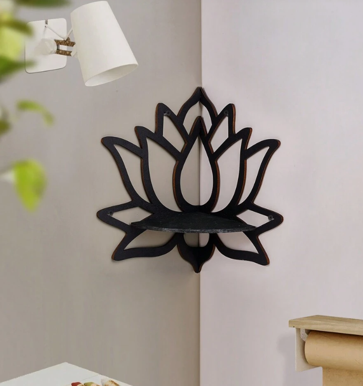 Decoratieve hoek-wandplank - Lotusbloem