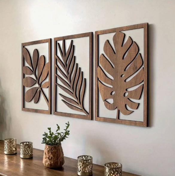 Houten reliëf muur decoratieset - mooi en apart