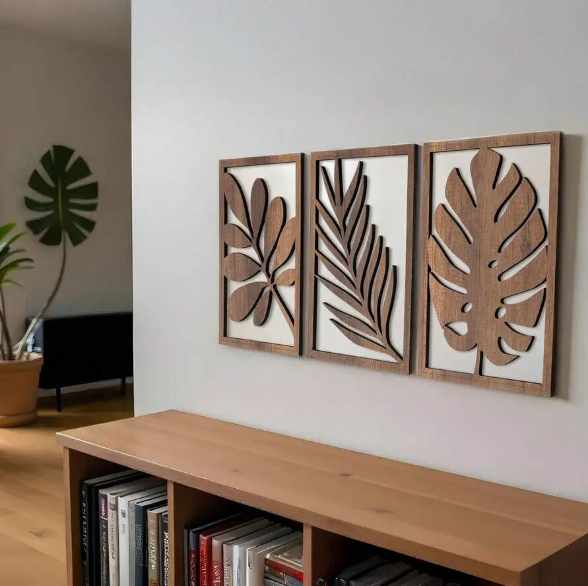Houten reliëf muur decoratieset - mooi en apart