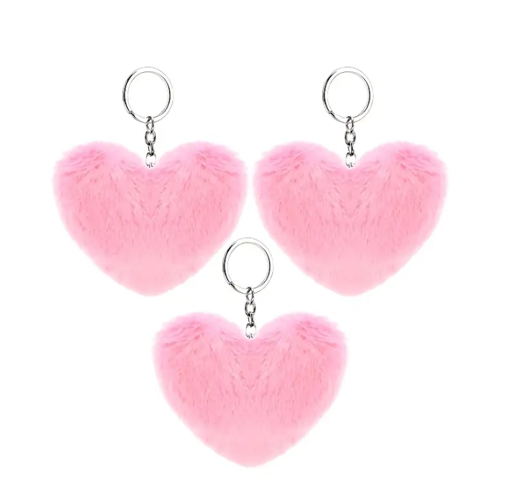 08 Punten.... Hartvormige Pluchen Sleutel - Tassen hanger