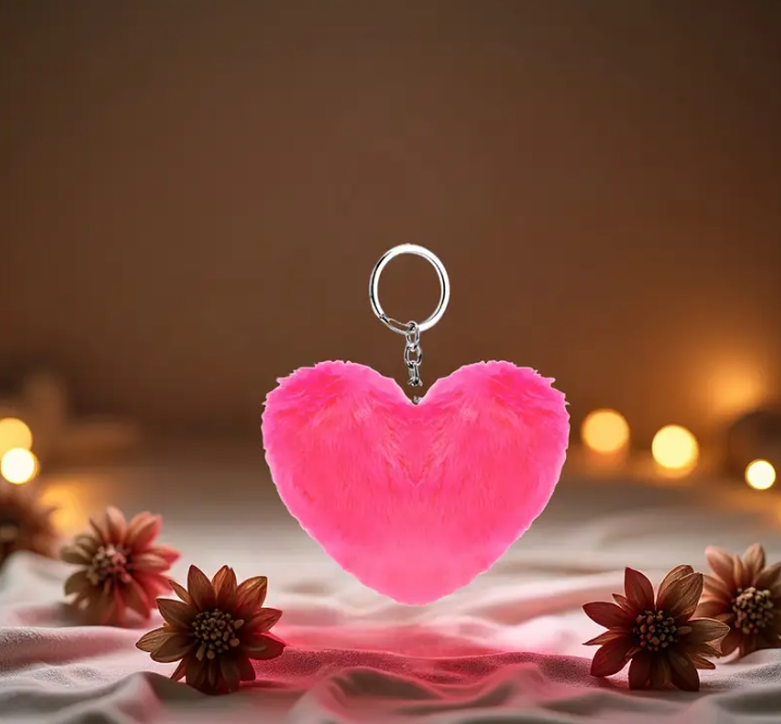 08 Punten.... Hartvormige Pluchen Sleutel - Tassen hanger