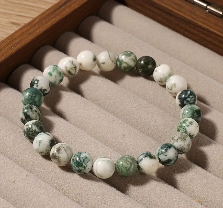 08 Punten.... Handgemaakte Natuursteen Mosagaat Armband