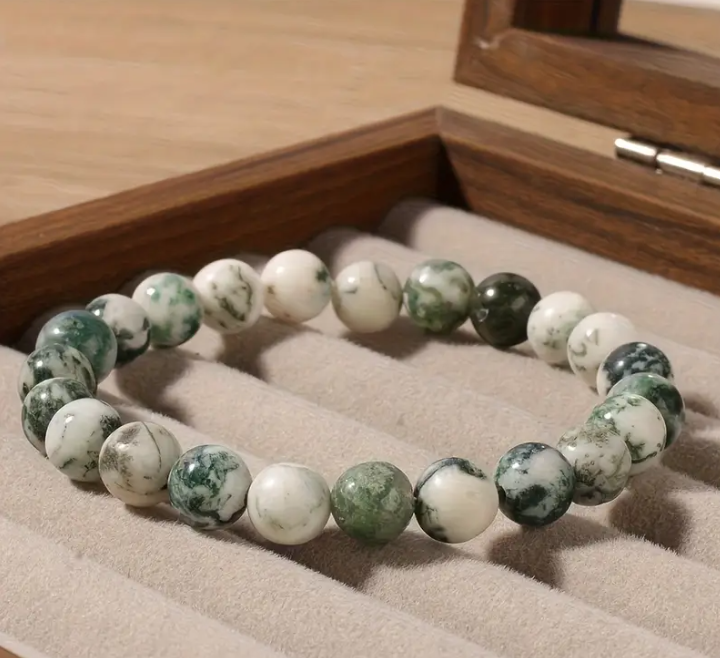 08 Punten.... Handgemaakte Natuursteen Mosagaat Armband