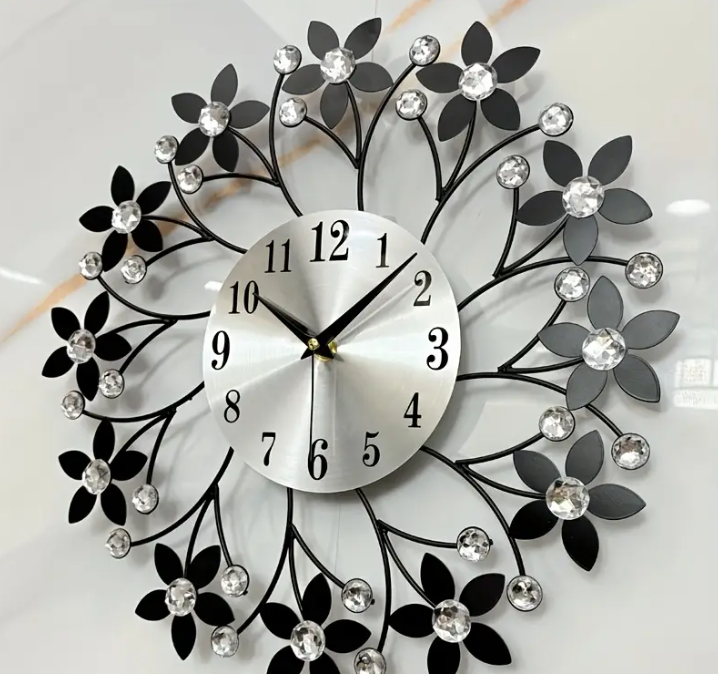 Scandinavische Bloemenblad Metalen Wandklok