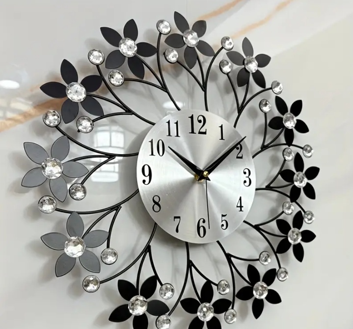 Scandinavische Bloemenblad Metalen Wandklok