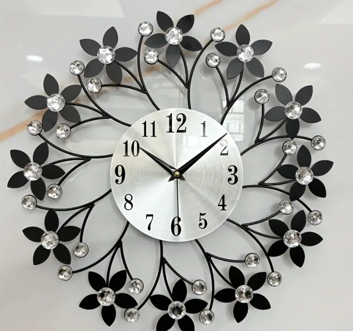 Scandinavische Bloemenblad Metalen Wandklok