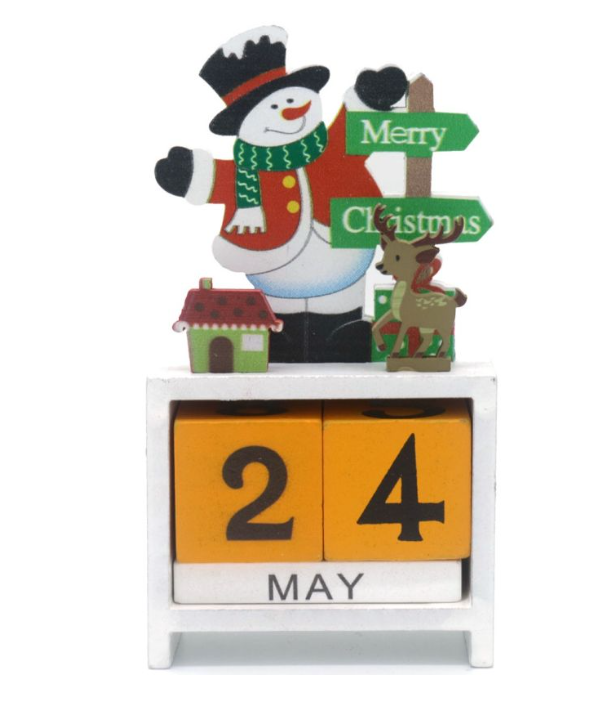 Houten Kerst Kalender Geel 14x7.5cm