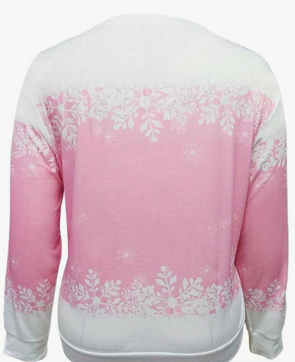 Dames kerstprint ronde hals lange mouw sweatshirt