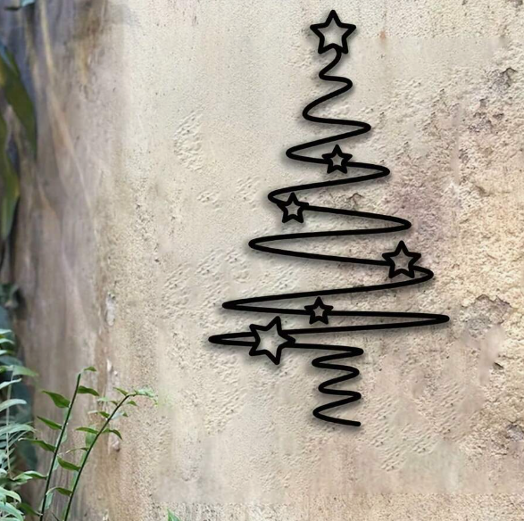Leuke zwarte metalen kerstboom wanddecoratie