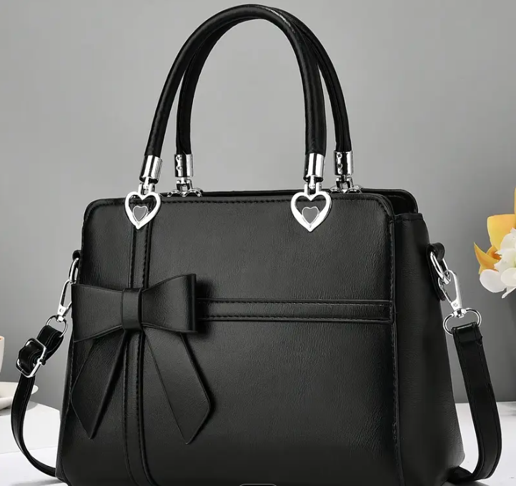 Dames Chic Effen Kleur Handtas met Bow Accent