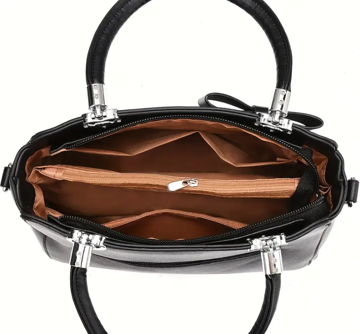 Dames Chic Effen Kleur Handtas met Bow Accent