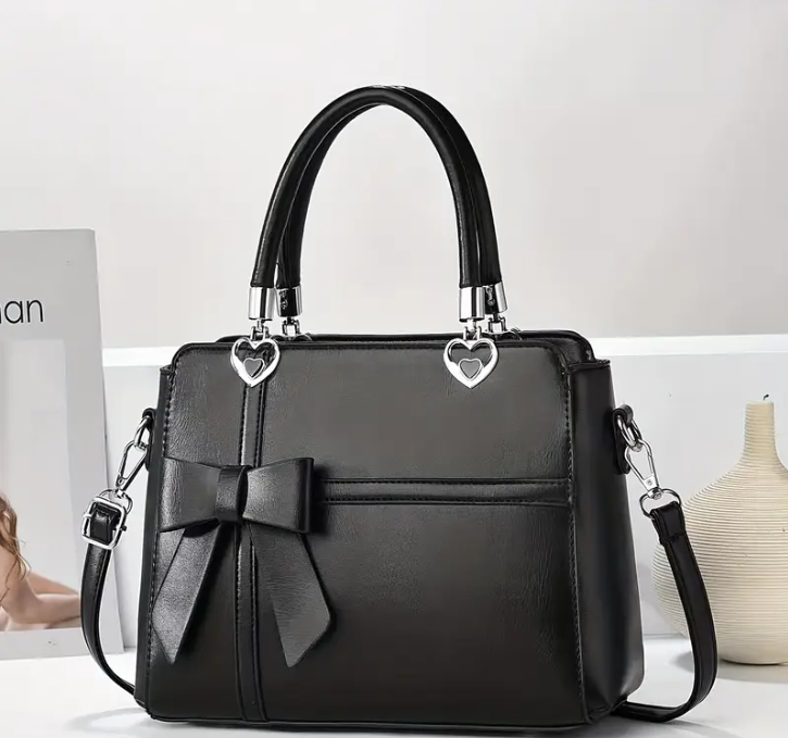 Dames Chic Effen Kleur Handtas met Bow Accent