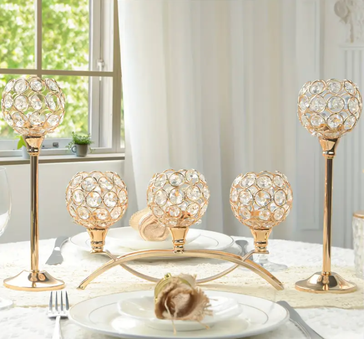 11 Punten.... Gouden Kaarshouder Set 3-delig