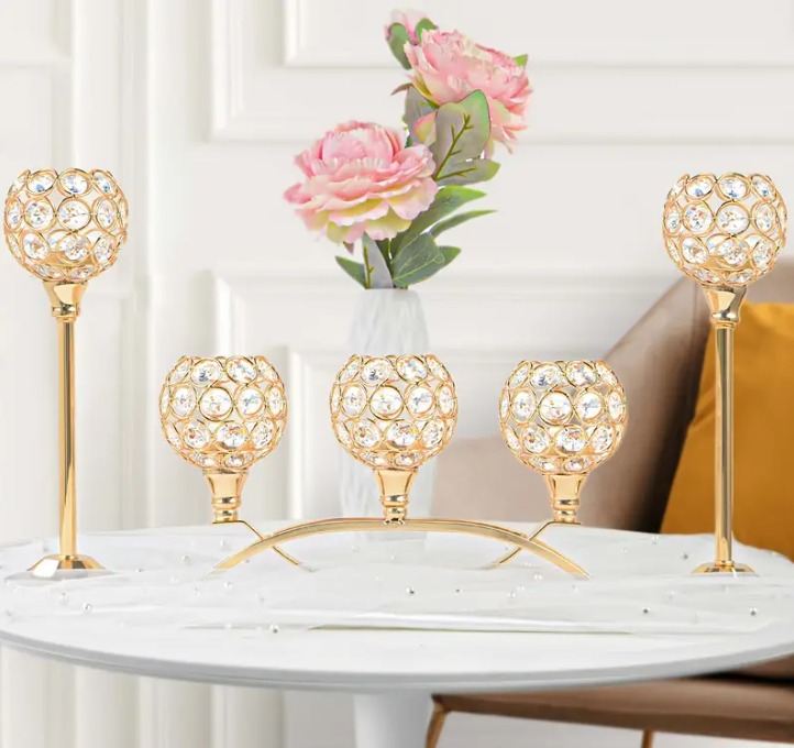 11 Punten.... Gouden Kaarshouder Set 3-delig