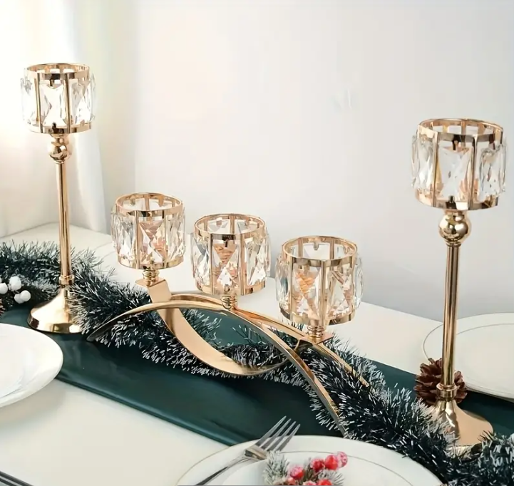 09 Punten.... Kaarzen set goud vierkant 3 koppig