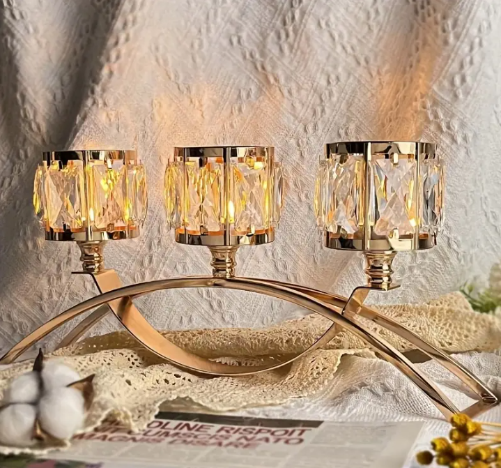 09 Punten.... Kaarzen set goud vierkant 3 koppig