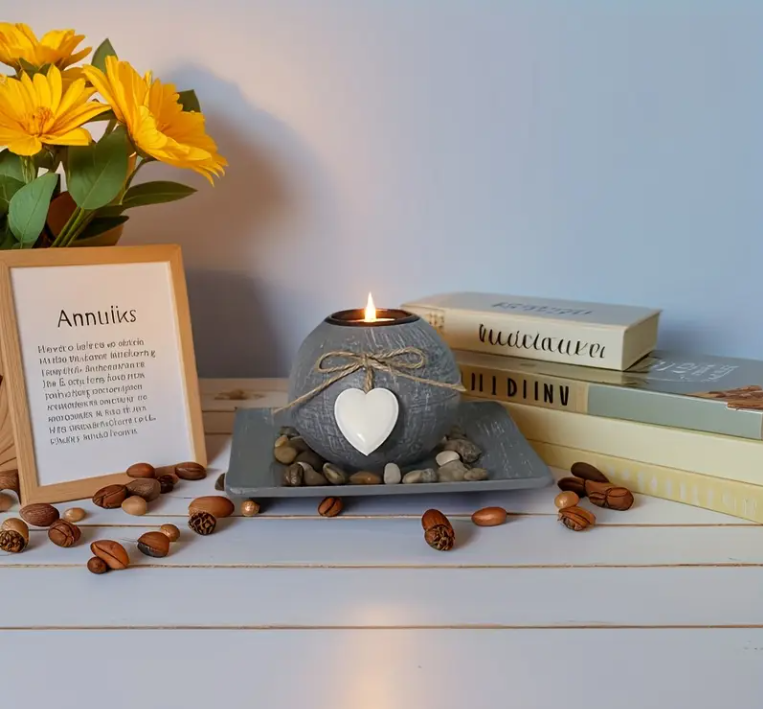 Enkel Houten Theelichthouder Grijs