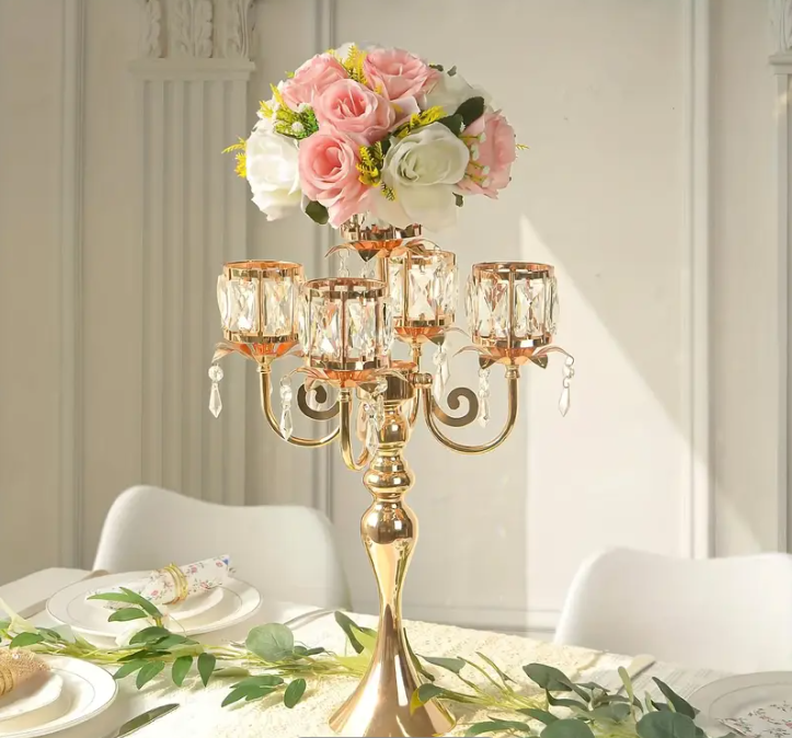 12 Punten.... Kaarzen kandelaar 5-koppig RVS vierkant