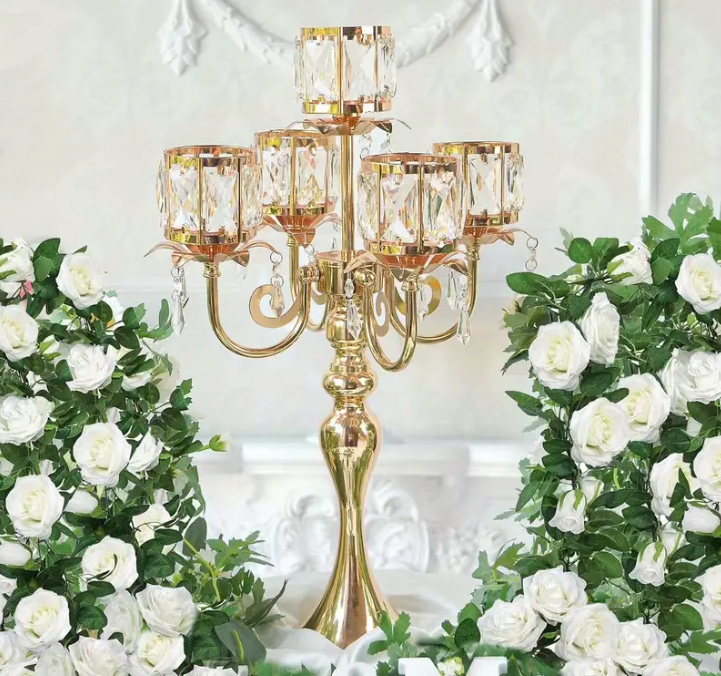 12 Punten.... Kaarzen kandelaar 5-koppig RVS vierkant