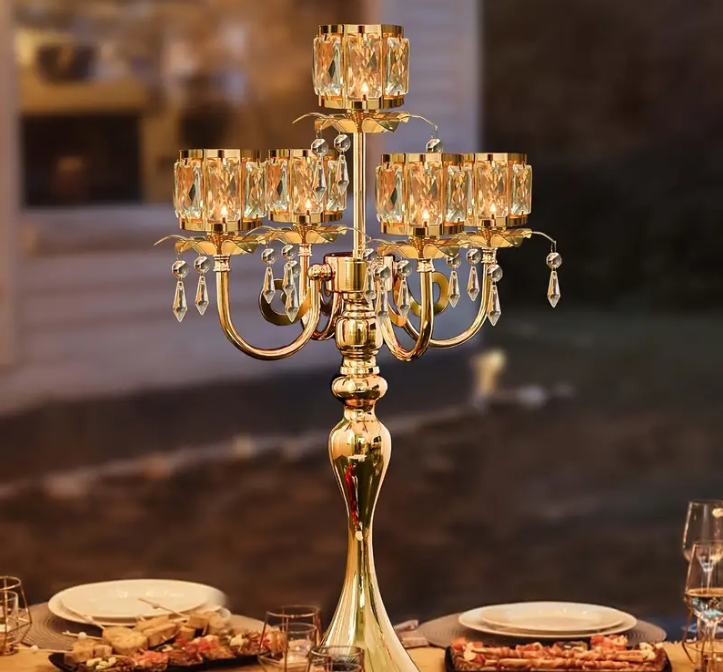 12 Punten.... Kaarzen kandelaar 5-koppig RVS vierkant