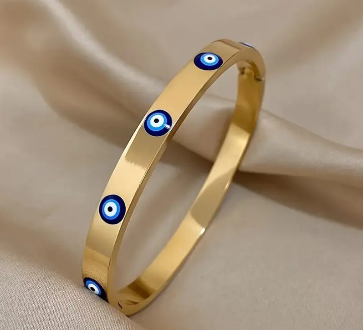 RVS Goudkleurige armband Boze oogjes