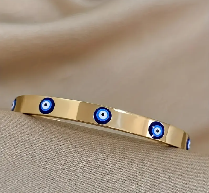 RVS Goudkleurige armband Boze oogjes