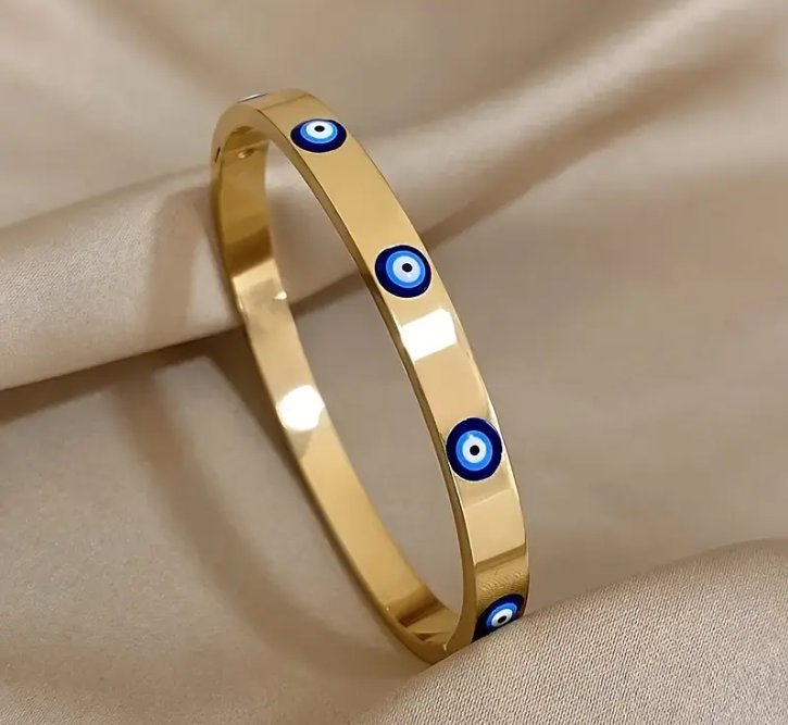 RVS Goudkleurige armband Boze oogjes