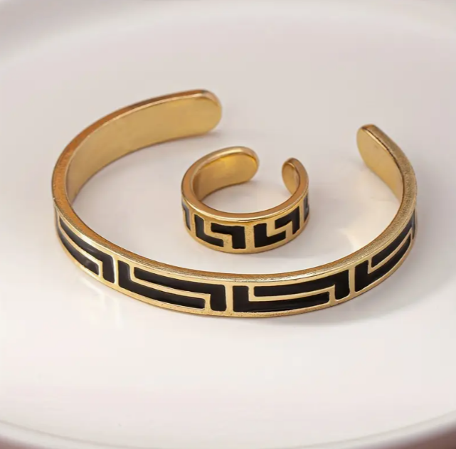 Stijlvolle metalen druppelarmband-ring