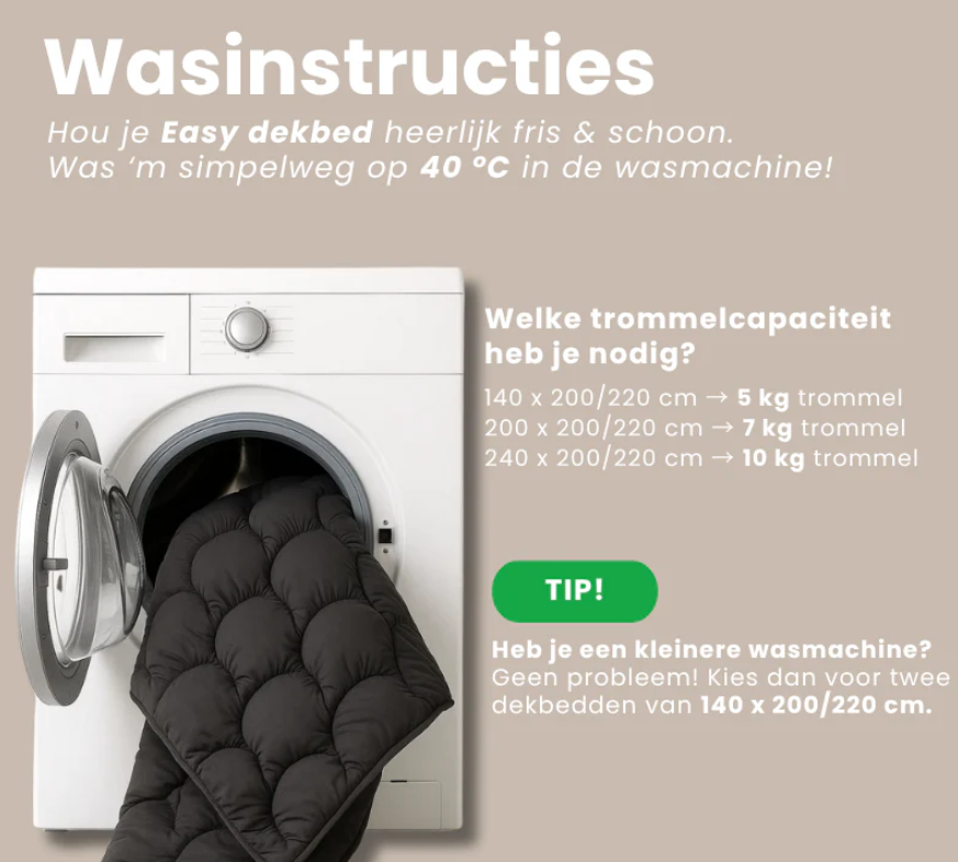 10 Punten.... Easy Dekbed Zonder Overtrek - Zilvergrijs