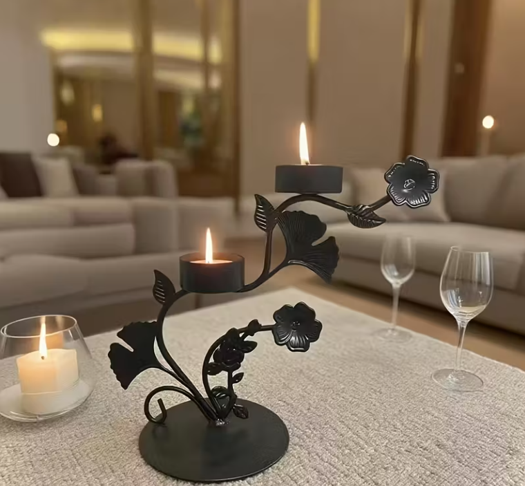 Romantische Mooie Kaarsenhouders - Zwart