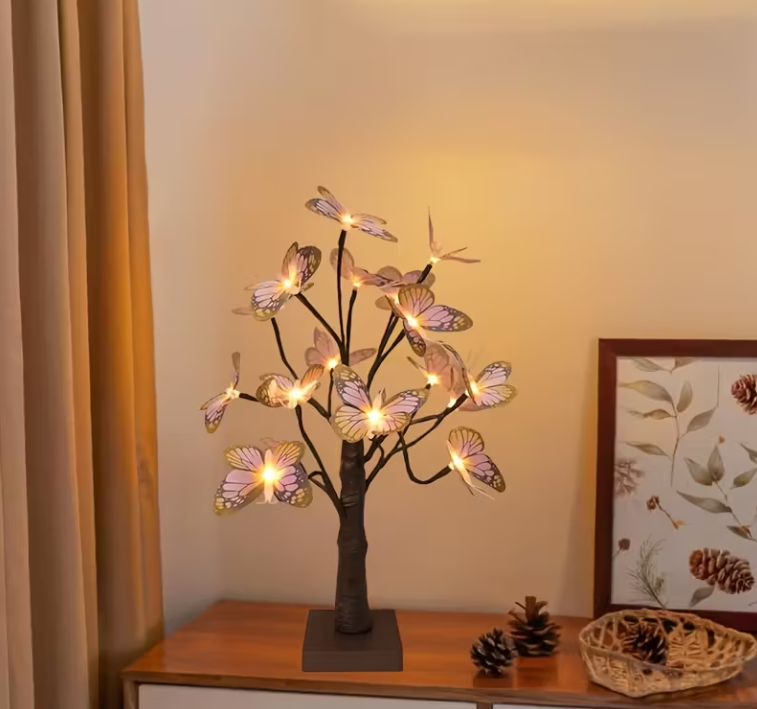 18 LED Roze Vlindertak Tafellamp - Super nice