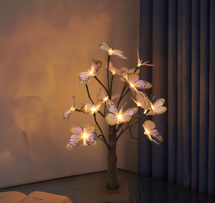 18 LED Roze Vlindertak Tafellamp - Super nice