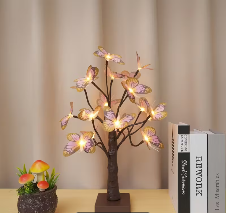 18 LED Roze Vlindertak Tafellamp - Super nice