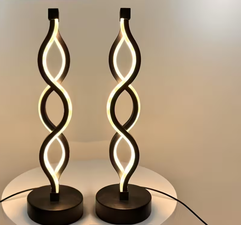 2 stuks Spiraal Moderne LED Bureaulamp - Zwart