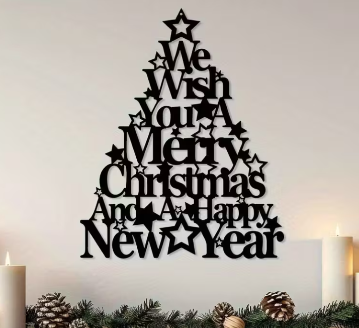 Vrolijk Kerstfeest & Gelukkig Nieuwjaar Wanddecoratie