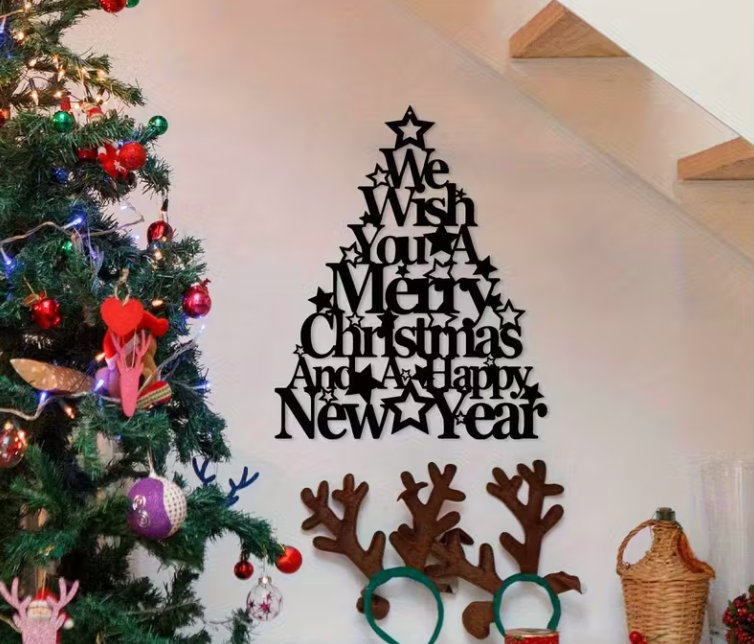 Vrolijk Kerstfeest & Gelukkig Nieuwjaar Wanddecoratie